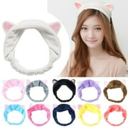 Jiaroswwei Cat Ear Headband Women Girl Elastic Hair Band Headdress Face Washing Headwear